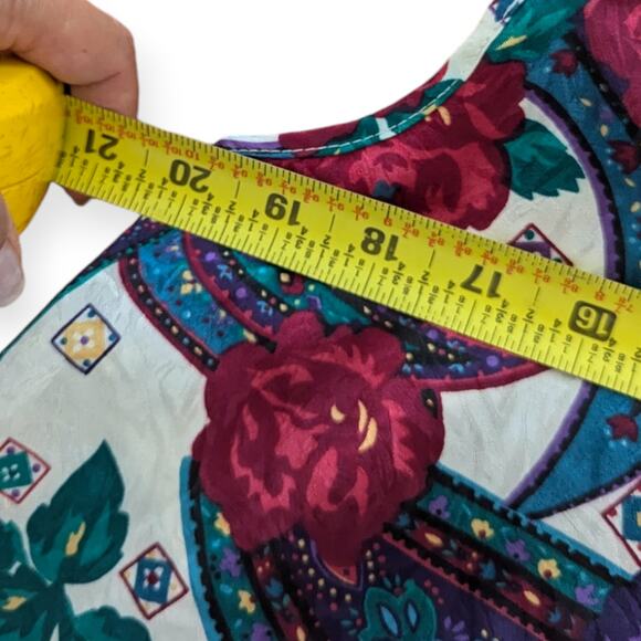 Vintage L.A. INTIMATES Sleeveless Swing Top M Medium burgundy emerald paisley - Picture 6 of 7